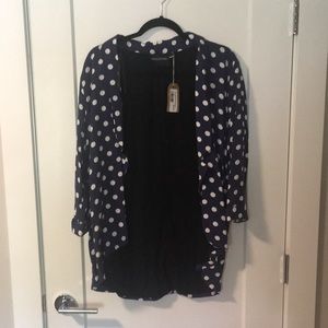 NWT Mink Pink Navy Blue Polka Dot Cardigan Blazer Size S